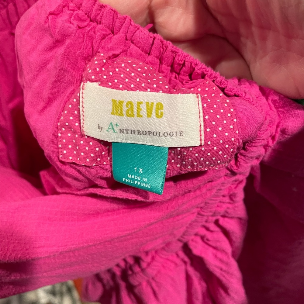 Anthropologie Maeve Dress. 1X. Pink. Puff sleeve. - Picture 11 of 13